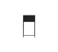 Table de chevet en bois de pin et métal noir, 1 tiroir, rectangulaire, avec rangement - Woood, Zola - 40x35x74 cm