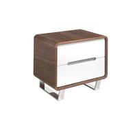 Table de chevet en bois et acier chromé 7107C, 55 x 39 x 49 cm. -