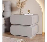 Table de chevet en bois massif avec 2 tiroirs coulissants cachés, armoire de rangement en cuir pour chambre à coucher, table de chevet élégante avec double tiroir, mobilier moderne pour décoration