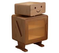 Table de Chevet en Bois Massif avec capteur Lumineux, Compartiment pivotant à 360 degrés, Table Noyer, séparateurs réglables, tête lit, Buffet, également utilisable comme boîte Pain