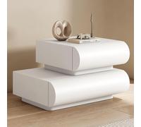 Table de chevet en bois massif avec deux tiroirs, design peu encombrant, commode de chevet créative unique pour chambre à coucher