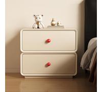 Table de chevet en bois massif avec grand tiroir, anti-collision, coins arrondis, glissière silencieuse, robuste et durable, beige, 50 cm, parfaite pour chambre à coucher, salon et couloir