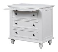 Table de chevet en bois massif avec plateau extractible, table de chevet polyvalente avec 3 tiroirs, montage facile, finition marron