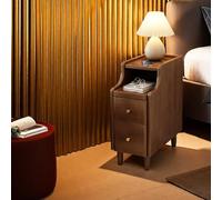 Table de chevet en bois massif avec tiroirs pour chambre à coucher, entrée, couloir, dortoir, finition noyer 25 x 40 x 50 cm, solution de rangement élégante et pratique