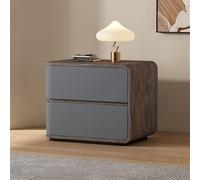 Table de Chevet en Bois Massif Moderne du Milieu du siècle dernier avec tiroirs en Cuir Microfibre pour Chambre à Coucher Gris foncé 17,7 po L x 15,7 po l x 18,9 po H
