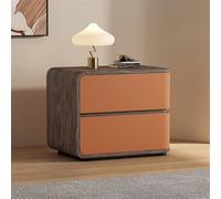 Table de Chevet en Bois Massif Moderne du Milieu du siècle dernier avec tiroirs en Cuir pour Chambre à Coucher Orange Gauche 17,7 « x 15,7 » x 18,9 »