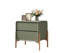 Table de chevet en bois massif, table de chevet avec deux tiroirs de rangement, table d'appoint haute en bois, table d'appoint de style moderne, adaptée aux chambres, aux salons et aux p Green Medium