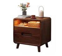 Table De Chevet en Bois Massif, Table De Chevet avec Tiroirs Et PoignéE DissimuléE, Pieds D'Armoire SuréLevéS for Livres, BoîTes De Rangement