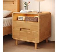 Table De Chevet en Bois Massif, Table De Chevet avec Tiroirs Et PoignéE DissimuléE, Pieds D'Armoire SuréLevéS for Livres, BoîTes De Rangement