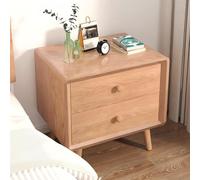 Table de Chevet en Bois Moderne du Milieu du siècle dernier avec 2 tiroirs Petite Table de Chevet pour Chambre à Coucher Finition Naturelle 30x35x50cm