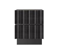 Table de Chevet en Bois ondulé tridimensionnel à Deux tiroirs. Buffet de Rangement d'inspiration Vintage avec poignées dissimulées, Parfait pour la décoration intérieure(Black)