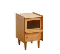 Table de Chevet en Bois, Style médiéval, avec tiroir, Petite Table d'appoint, idéale for la Chambre à Coucher, Le Salon et Les Petits espaces.(Cherry Wood,35cm(13.78in))
