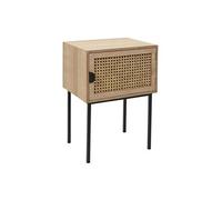- Table de chevet en cannage 1 porte en Bois et métal - Marron
