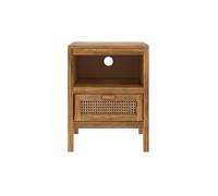 Table de chevet en cannage et bois, 1 tiroir et 1 niche - Tiki - Rendez-Vous Déco