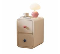 Table de Chevet en Cuir Minimaliste Moderne Cadre en Bois Massif avec Trois tiroirs, Design de Style crème, adapté au Bureau/Maison/étude, avec poignées Rondes(White,(10x16x23in))