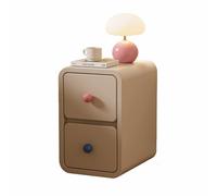 Table de Chevet en Cuir Minimaliste Moderne Cadre en Bois Massif avec Trois tiroirs, Design de Style crème, adapté au Bureau/Maison/étude, avec poignées Rondes(Apricot,(12x16x23in))