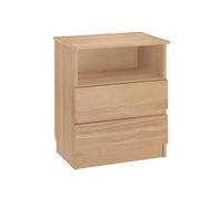 Table de Chevet en hêtre Massif Naturel Moderne avec 1 Niche et 2 tiroirs 90.20-K45