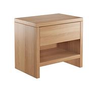 Table de Chevet en hêtre Massif Naturel, Style Moderne avec 1 tiroir et Niche 90.20-K39