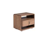 Table de chevet en noyer et PVC noir 7225, 60 x 43 x 50 cm