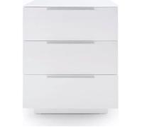 Table de chevet en verre laqué blanc brillant - Longueur 50 x Hauteur 60 x Profondeur 40 cm