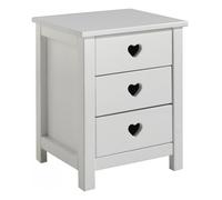 Vipack Table de chevet Amori 3 tiroirs en bois Blanc