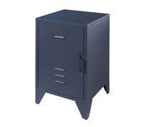 Vipack Chevet Bronxx en métal – Bleu denim mat – 40 x 60,5 cm – 1 porte, 1 étagère