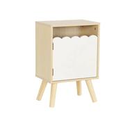 sweeek - Table de Chevet Enfant décor Bois Blanc 1 Porte. Pieds Bois de pin - 34 x 23.5 x 52 cm - Azur