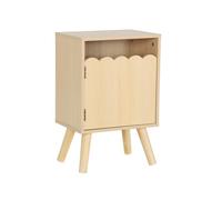 sweeek - Table de Chevet Enfant décor Bois Naturel 1 Porte. Pieds Bois de pin - 34 x 23.5 x 52 cm - Azur