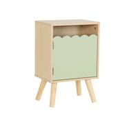 sweeek - Table de Chevet Enfant décor Bois Vert 1 Porte. Pieds Bois de pin - 34 x 23.5 x 52 cm - Azur