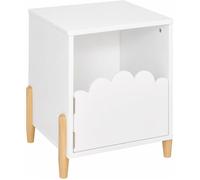 Atmosphera - Table de Chevet Enfant Douceur Blanc L 35,5 x H 40 cm, Porte Design Fleur, Pieds en Pin - pour Chambre, Meuble de Rangement