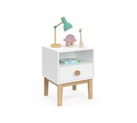 Table de chevet enfant JACOB 1 tiroir + 1 niche blanc et bois