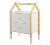 Juskys Table de Chevet pour Enfants Enny avec 2 tiroirs - Petite Armoire de Chevet, étroite et Moderne - Commode en Bois - Design Maison - Petite Table de Chevet Blanc Naturel