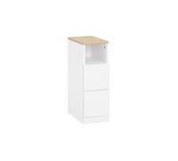 Table de Chevet Etroite à 2 Tiroirs avec Etagère, Blanc, L20xP35xH60cm