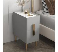 Table de chevet étroite avec 2 tiroirs - Table de chevet contemporaine pour salon et chambre à coucher, petite table d'appoint avec poignées
