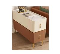 Table de chevet étroite en bois, table d'appoint moderne à 2 tiroirs de rangement pour chambre à coucher et salon, design fin et petit