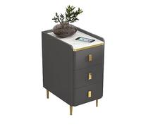 Table de chevet étroite minimaliste avec tiroir, table de chevet fine en cuir microfibre moderne du milieu du siècle, table d'appoint haute avec pieds en métal pour chambre à coucher et salon, petits
