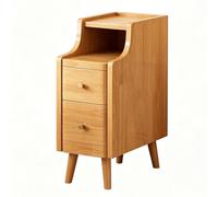 Table de chevet étroite, table chevet en bois massif, table chevet mince de style médiéval avec 2 tiroirs et étagère coulissante, adaptée aux petits espaces, aux espaces étroits la Natural 20cm/7.9in
