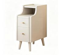 Table de chevet étroite, table chevet en bois massif, table chevet mince de style médiéval avec 2 tiroirs et étagère coulissante, adaptée aux petits espaces, aux espaces étroits la c White 20cm/7.9in
