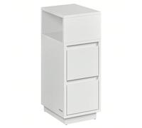 Table de Chevet Étroite, Table d'Appoint, 2 Tiroirs et Compartiment Ouvert, Montage à Gauche ou à Droite, Chambre, Salon, Noir d'encre/ Beige Naturel et Blanc Nuage/ Blanc Nuage À propos de cet articl