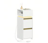 Table de Chevet Étroite, Tables de Chevet avec Lumière LED, Tables de Nuit avec 2 Tiroirs et 1 Compartiment Ouvert, Table d'appoint, pour Chambre à Coucher, Salon, Moderne, Blanc À propos de cet artic