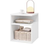 Table de Chevet - EUGAD - Design Simple - Blanc - 2 Compartiments Ouverts