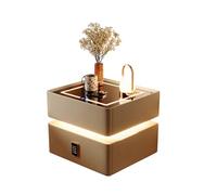 Table de chevet fine avec haut-parleur Bluetooth avec chargement sans fil et verrouillage par mot de passe, table de chevet intelligente en bois avec 2 tiroirs, lumière RVB et induction instantanée.