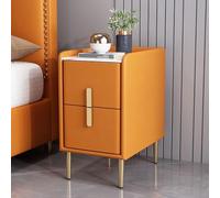 Table de chevet fine moderne avec 2 tiroirs pour chambre à coucher et salon, table d'appoint de rangement élégante, 35 x 35 x 55 cm, design compact