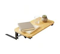 Table De Chevet Flottante, Pliable Et Facile À Installer, Couleur Bois Noyer Noir, Table D'appoint Pliante Montée Sur Lit, Plateau En Bois Avec Cadre En Métal, Antidérapant, Pour Tout Espace De Vie