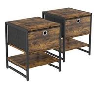 Vicco Table de Chevet Fyrk, Chêne Rustique, 40x50cm Lot de 2