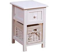 Table de chevet générique en bois pour chambre à coucher, table de chevet pour canapé, table d'appoint de rangement, 2 niveaux, 1 panier et 1 tiroir, table de chevet blanche pour la maison et le