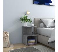 Table de chevet - Gris béton - 35 x 35 x 55 cm - Table d'appoint moderne en bois - Table de chevet avec espace de rangement ouvert pour chambre à coucher, salon - Idéale pour livres et décoration