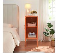 [en.casa] Table de Chevet Table de Nuit Commode Meuble de Rangement pour Chambre Salon Bureau Petit Armoire avec Compartiment de Rangement Acier 82 x 35 x 35 cm Orange