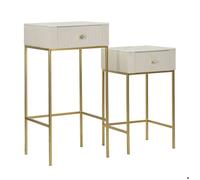 Lot de 2 Tables d'Appoint avec Tiroir "Wedding" 90cm Crème