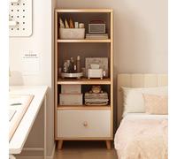 Table de chevet haute en bois, bibliothèque ouverte sur pied avec tiroirs, bibliothèque à 4 niveaux, table de nuit étroite avec étagères de rangement pour chambre à coucher, salon, bureau